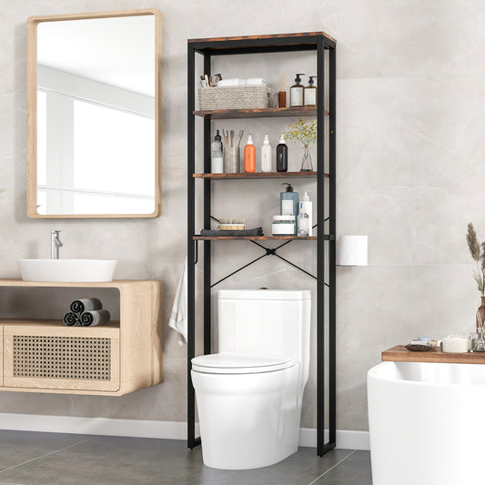 4-Tier Adjustable Bathroom Metal Storage Rack, Rustic Brown Bathroom Etagere Rustic Brown at Gallery Canada