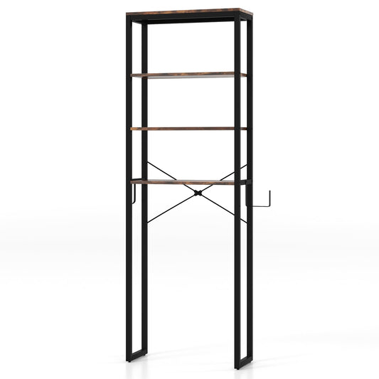 4-Tier Adjustable Metal Storage Rack, Rustic Brown Bathroom Etagere Rustic Brown at Gallery Canada