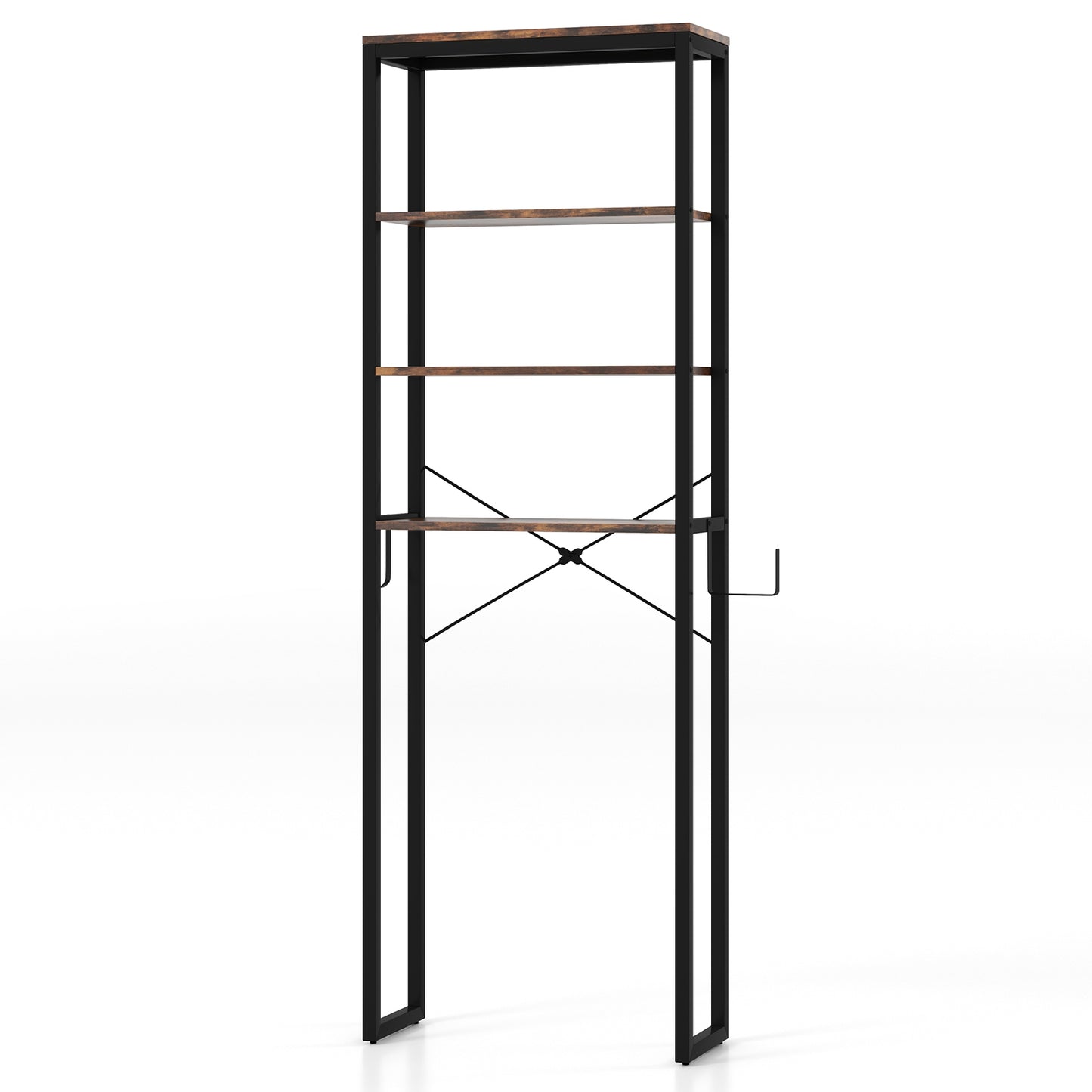 4-Tier Adjustable Metal Storage Rack, Rustic Brown Bathroom Etagere Rustic Brown at Gallery Canada