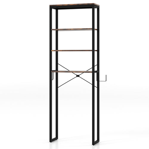4-Tier Adjustable Metal Storage Rack, Rustic Brown