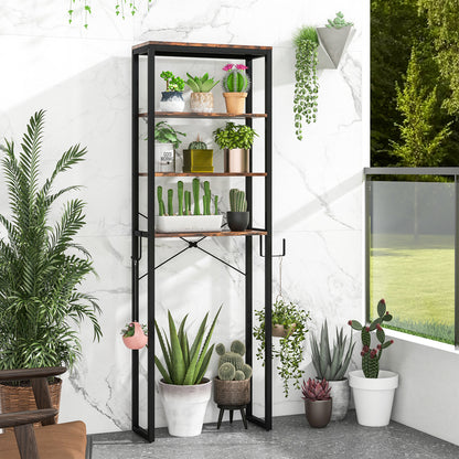 4-Tier Adjustable Bathroom Metal Storage Rack, Rustic Brown Bathroom Etagere at Gallery Canada