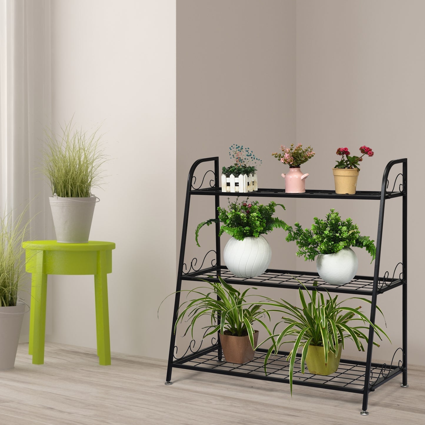 3-Tier Metal Plant Stand Shelf Display Rack for Plants Shoes Flower Pot, Black Plant Stands at Gallery Canada