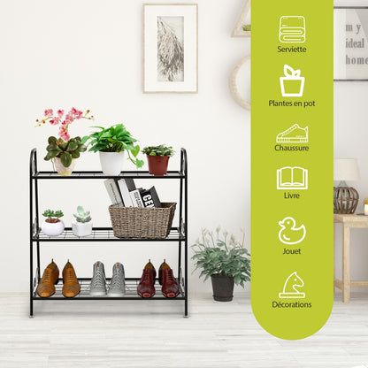 3-Tier Metal Plant Stand Shelf Display Rack for Plants Shoes Flower Pot, Black Plant Stands at Gallery Canada