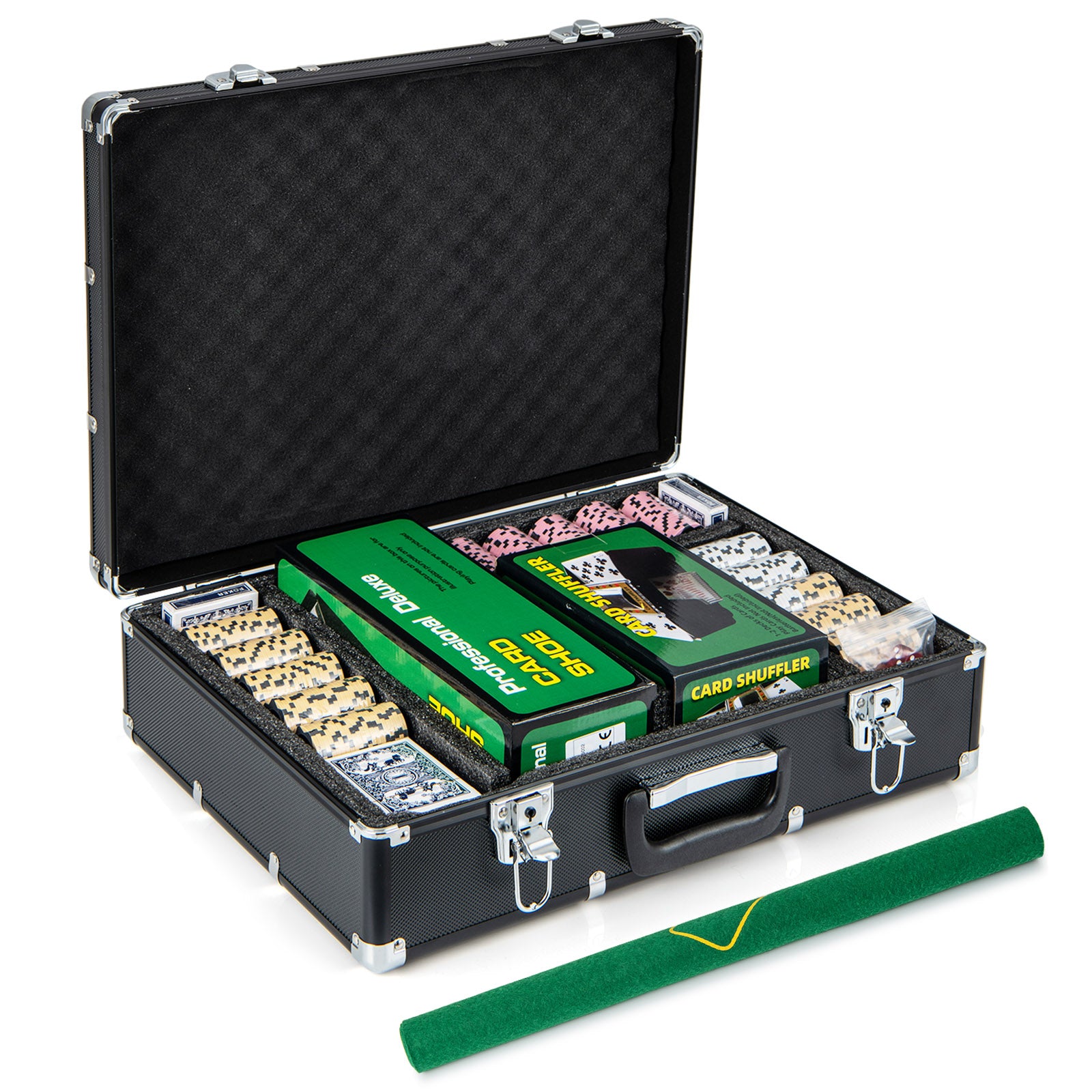 600-Piece Poker Chip Set, 14 Gram Claytec Chips, Carrying Case, Black Game Room Black at Gallery Canada