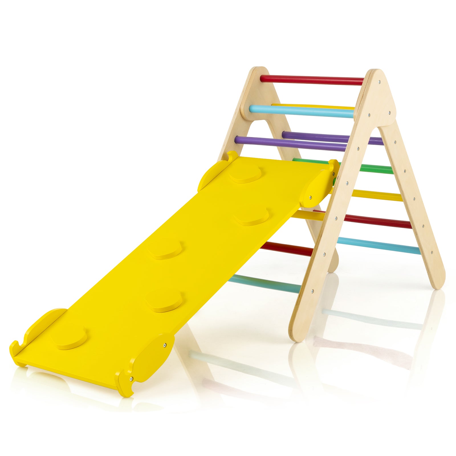 3-in-1 Wooden Climbing Triangle Set, Triangle Climber With Ramp, Multicolor Climbers & Slides at Gallery Canada