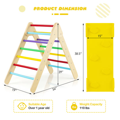 3-in-1 Wooden Climbing Triangle Set Triangle Climber with Ramp, Multicolor Climbers & Slides at Gallery Canada