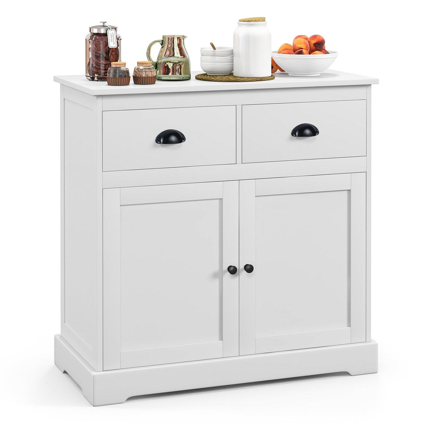 Kitchen Buffet Storage Cabinet with 2 Doors and 2 Storage Drawers, White at Gallery Canada