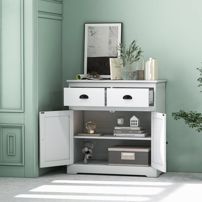 Kitchen Buffet Storage Cabinet with 2 Doors and 2 Storage Drawers, White at Gallery Canada