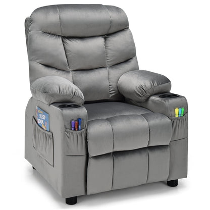 Kids Recliner Chair With Cup Holder, Footrest, Light Gray Kids Chairs & Seating Light Gray at Gallery Canada