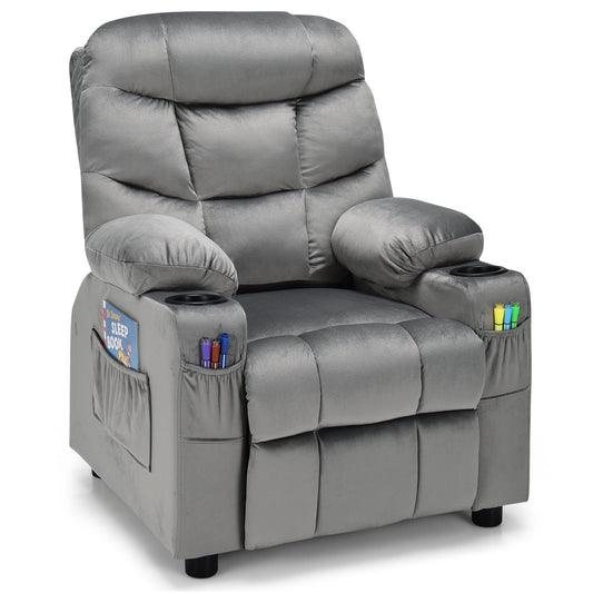 Kids Recliner Chair With Cup Holder, Footrest, Light Gray Kids Chairs & Seating Light Gray at Gallery Canada