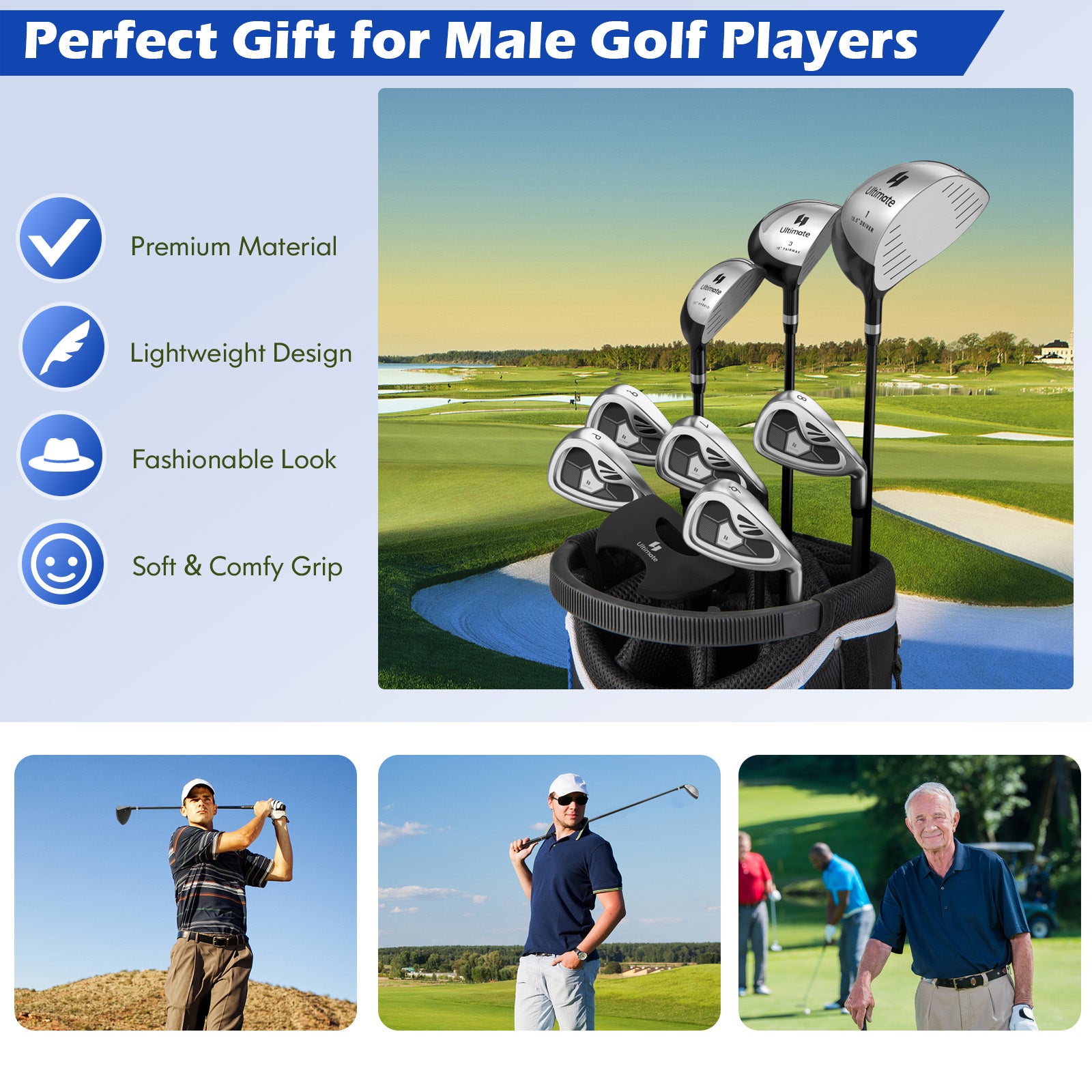 Men's 9-Piece Golf Club Set, Gray Golf at Gallery Canada