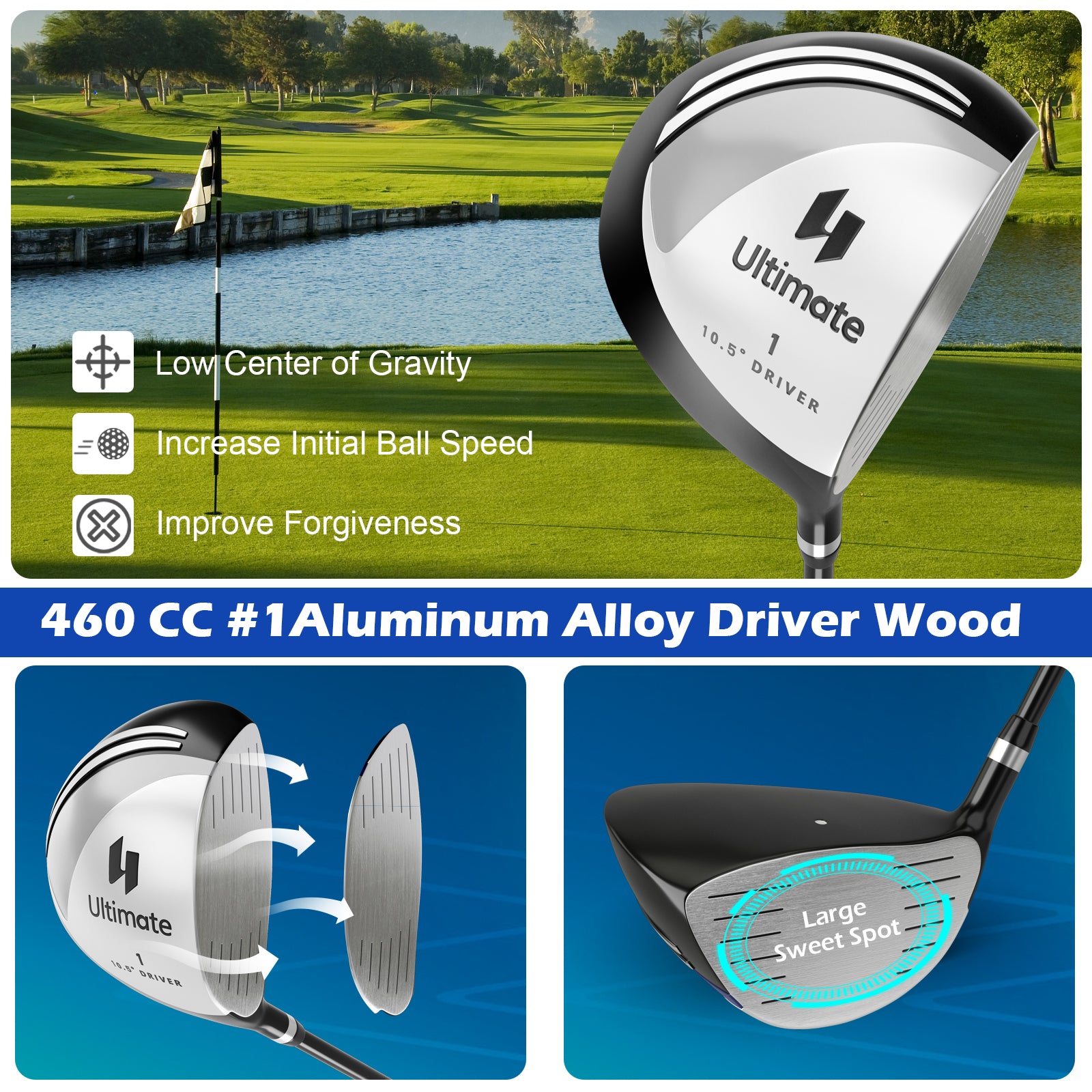 Men's 9-Piece Golf Club Set, Gray Golf at Gallery Canada