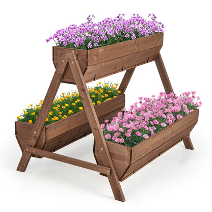 Vertical Raised Garden bed with 3 Wooden Planter Boxes-L, Brown Raised Garden Beds Large at Gallery Canada