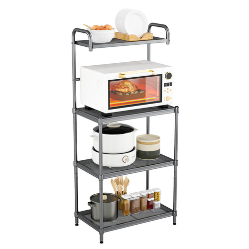 4-Tier Baker's Rack Stand Shelves, Kitchen Storage Organizer, Gray