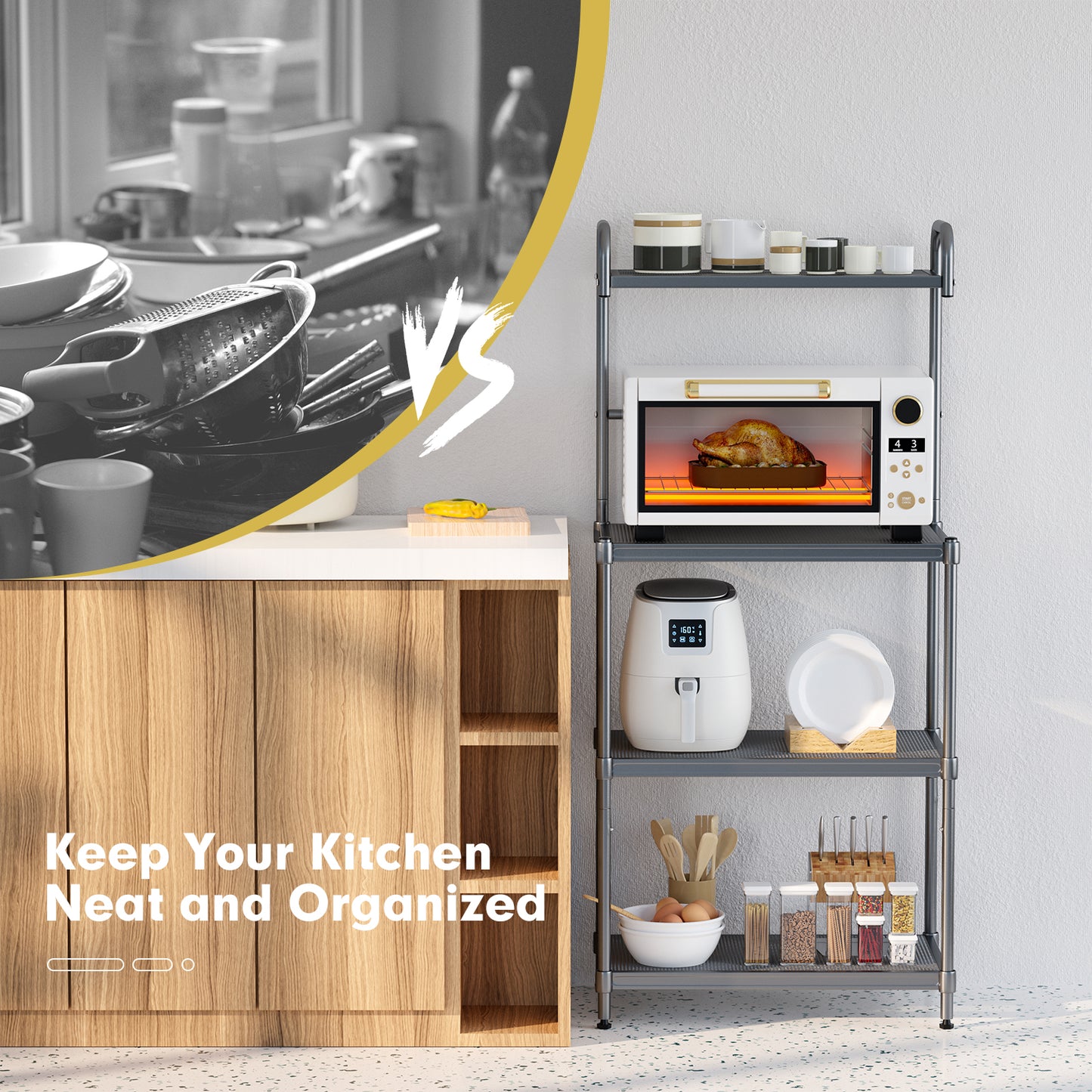 4-Tier Baker's Rack Stand Shelves, Kitchen Storage Organizer, Gray Baker's Racks at Gallery Canada
