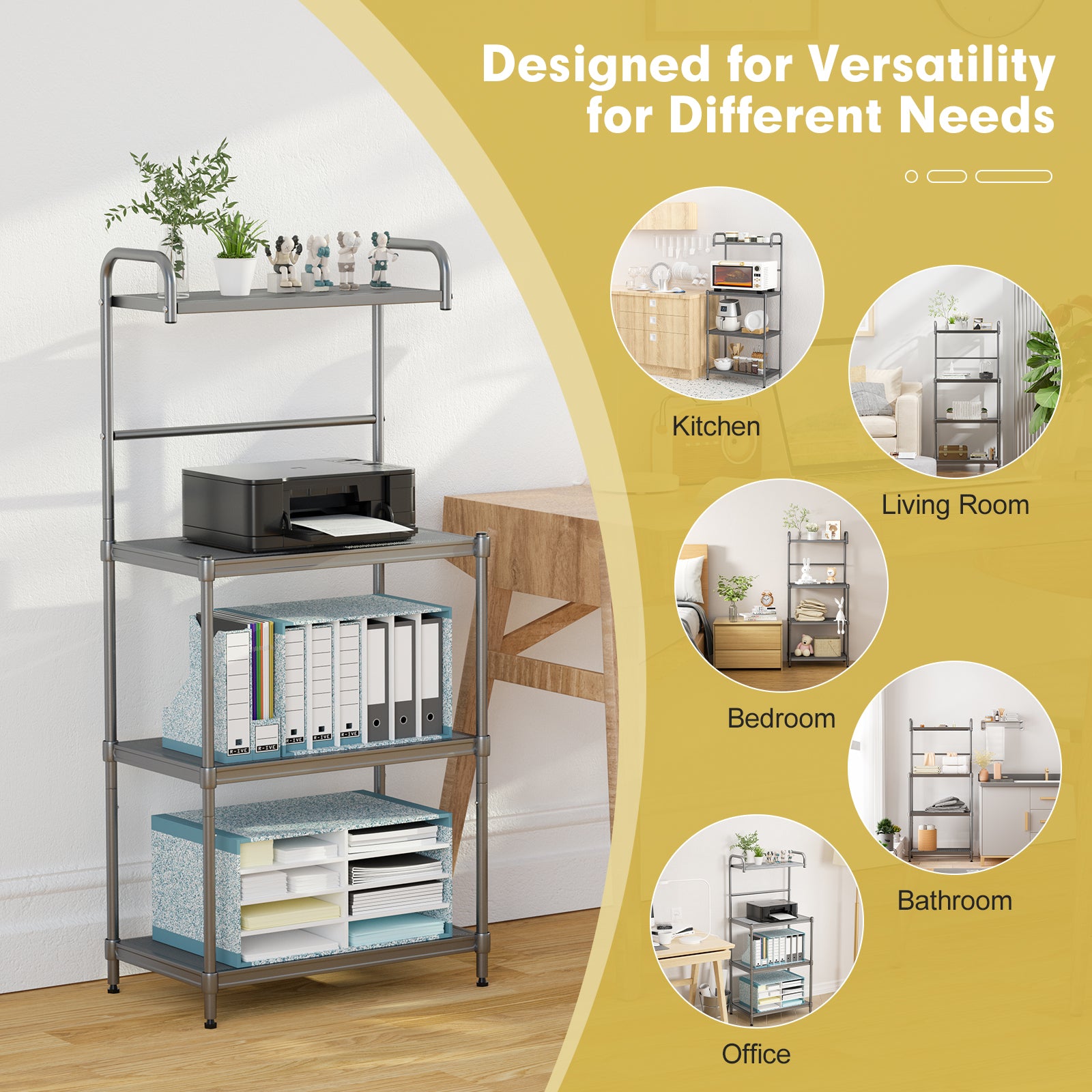 4-Tier Baker’s Rack Stand Shelves Kitchen Storage Rack Organizer, Gray Baker's Racks at Gallery Canada