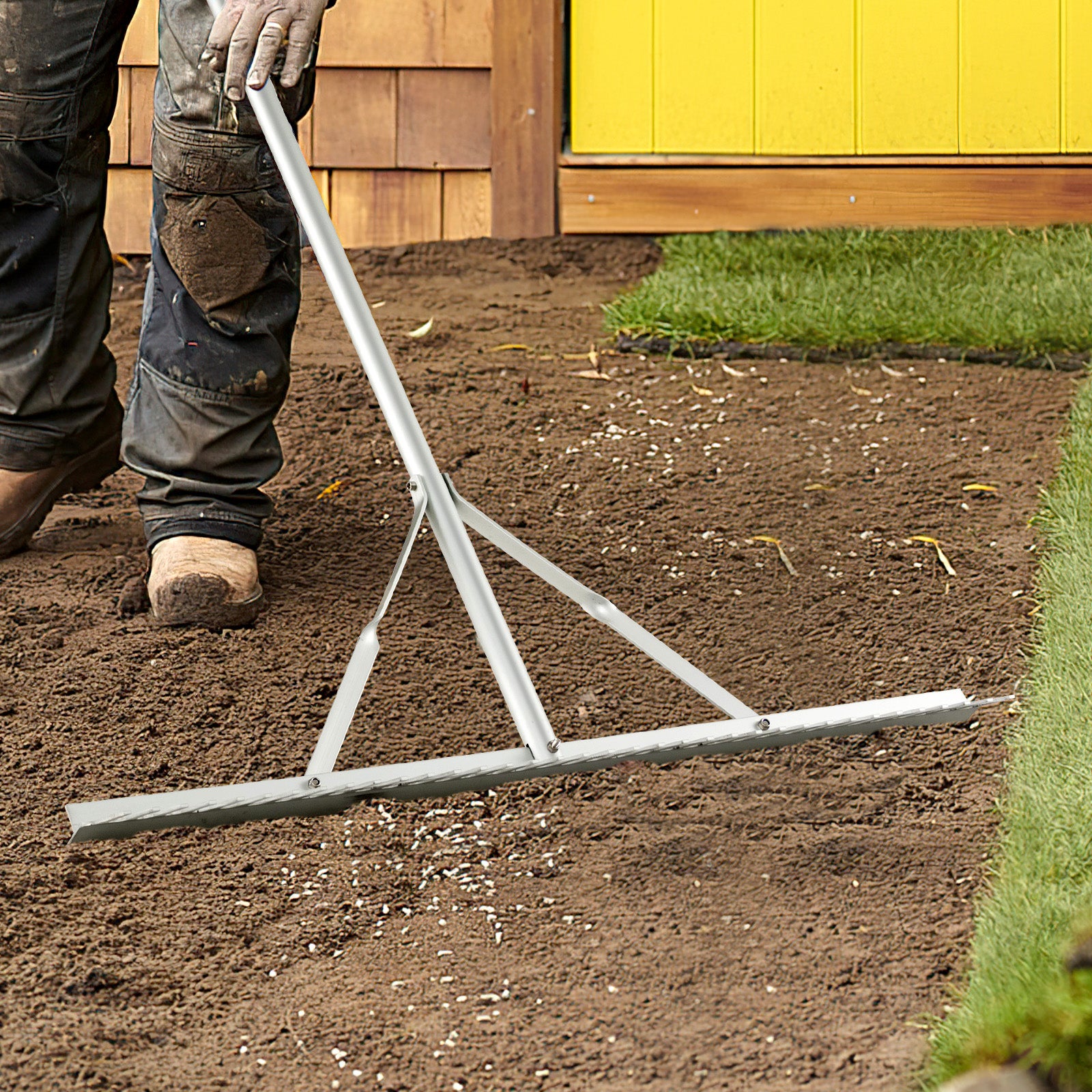 Aluminum Rake, 36 Inch Wide Head, 68 Inch Handle, Silver Lawn Care Tools at Gallery Canada