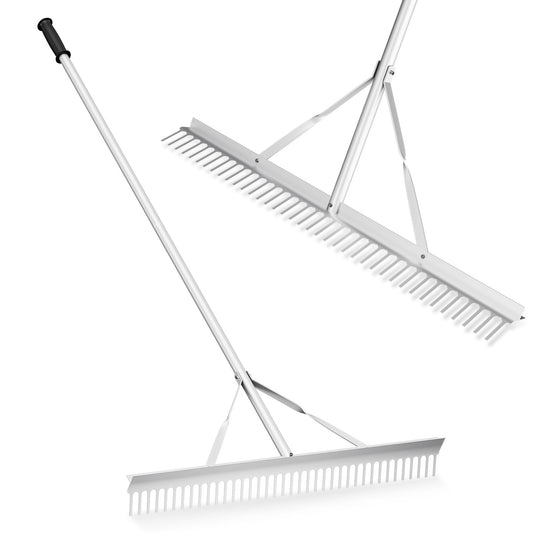 Aluminum Rake, 36 Inch Wide Head, 68 Inch Handle, Silver Lawn Care Tools Silver at Gallery Canada
