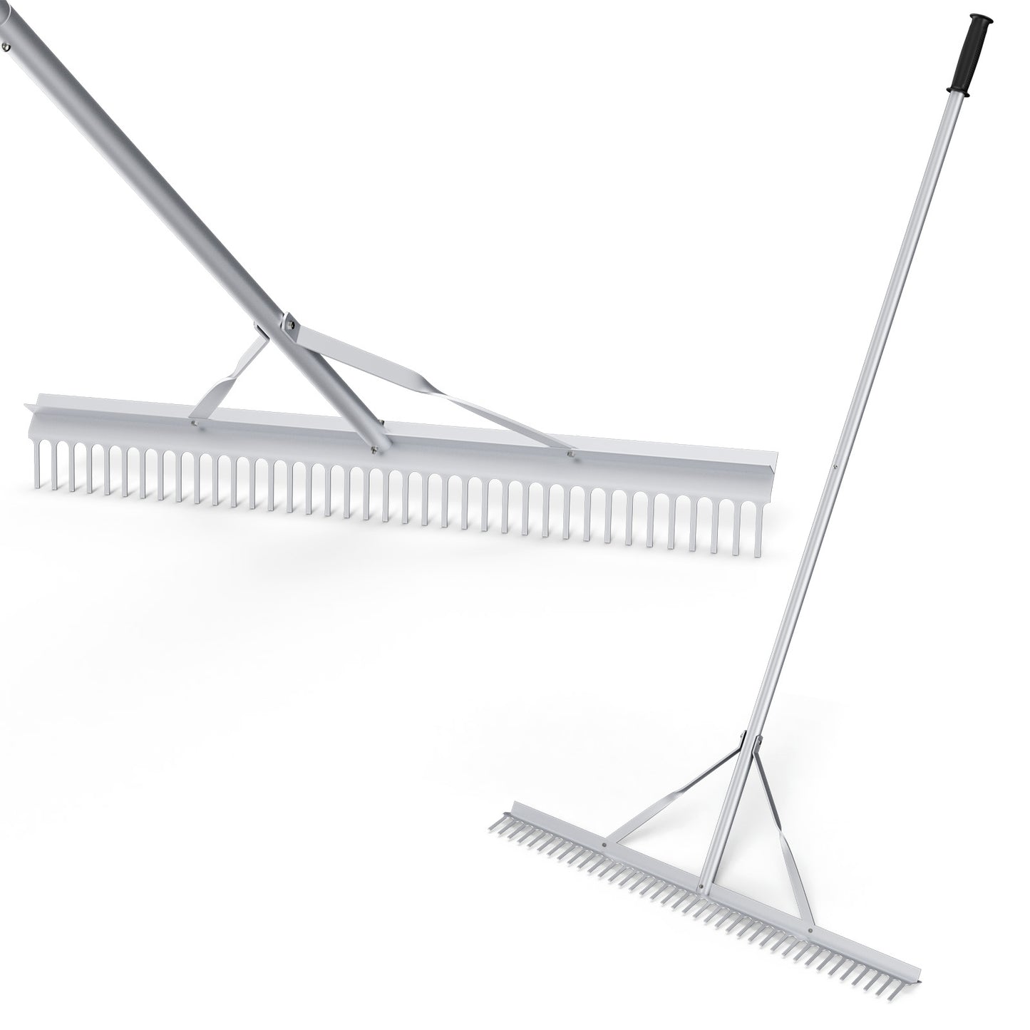 Aluminum Rake, 36 Inch Wide Head, 68 Inch Handle, Silver Lawn Care Tools at Gallery Canada