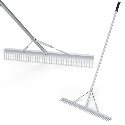 Aluminum Rake, 36 Inch Wide Head, 68 Inch Handle, Silver Lawn Care Tools at Gallery Canada