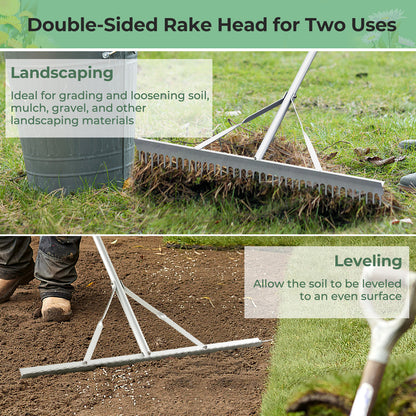Aluminum Rake, 36 Inch Wide Head, 68 Inch Handle, Silver Lawn Care Tools at Gallery Canada