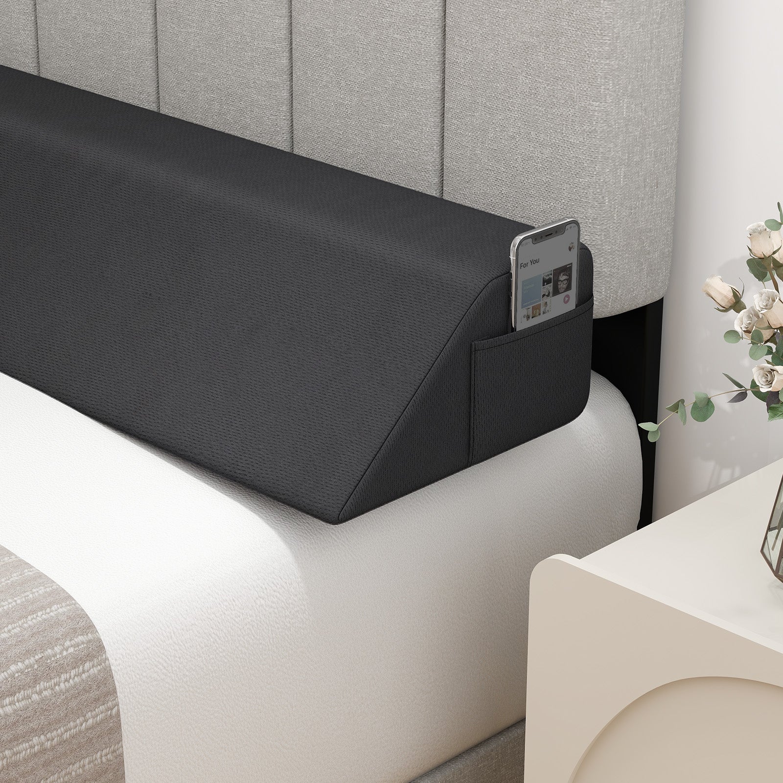 Bed Wedge Pillow, Twin Size, Gray Bedding at Gallery Canada