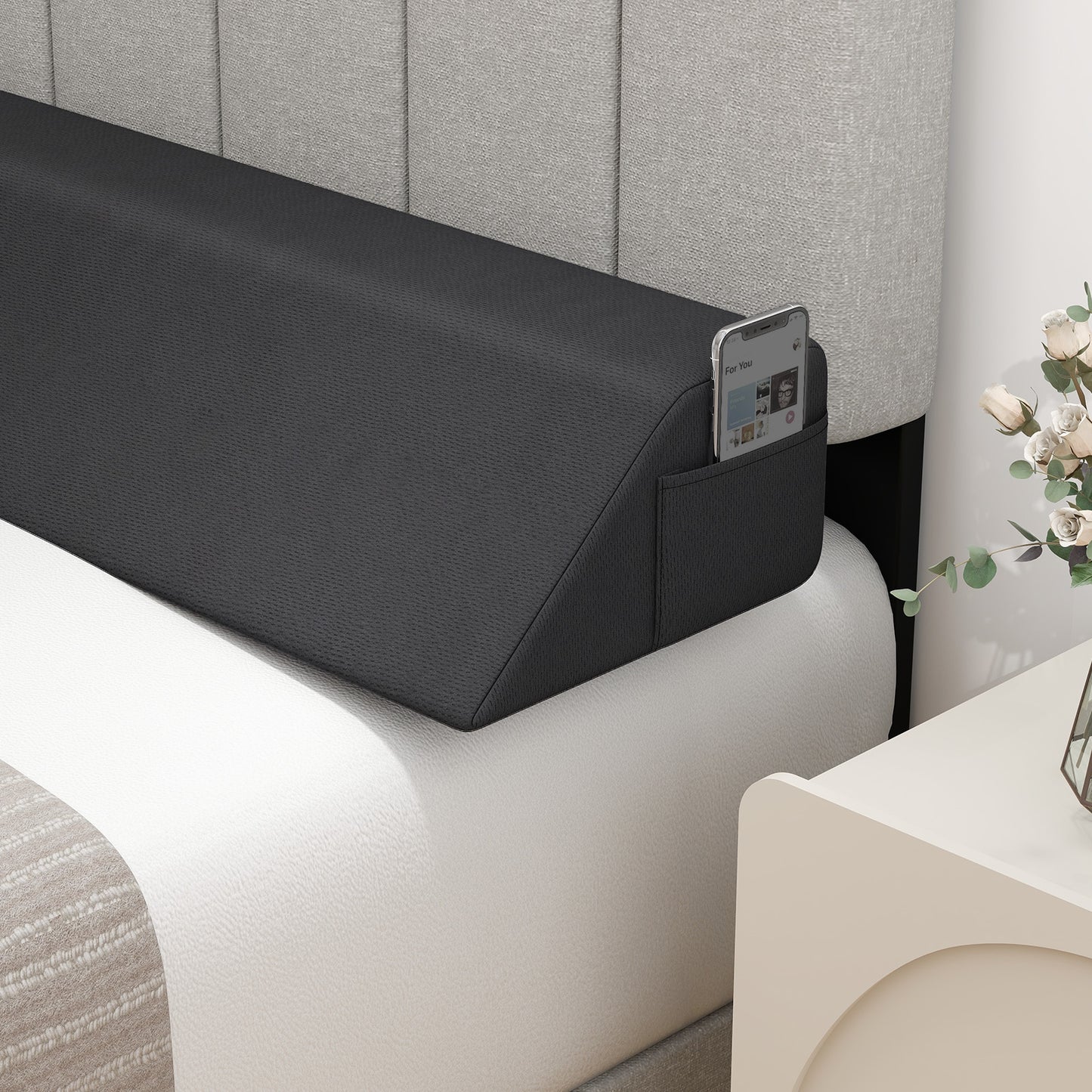 Full Size Bed Wedge Pillow, With Storage Bag, Gray Bedding at Gallery Canada