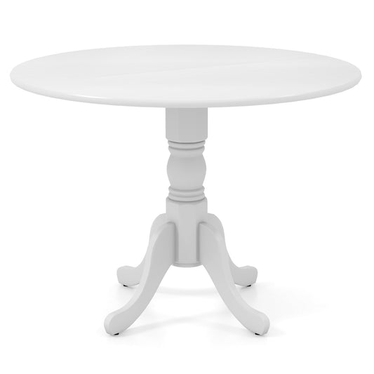Wooden Dining Table with Round Tabletop and Curved Trestle Legs, White - Gallery Canada