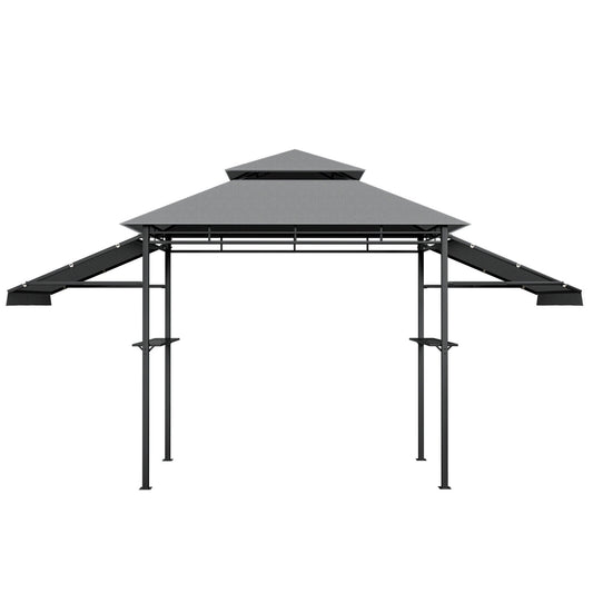 13.5 x 4 Feet Patio BBQ Grill Gazebo Canopy with Dual Side Awnings, Gray Gazebos Gray at Gallery Canada