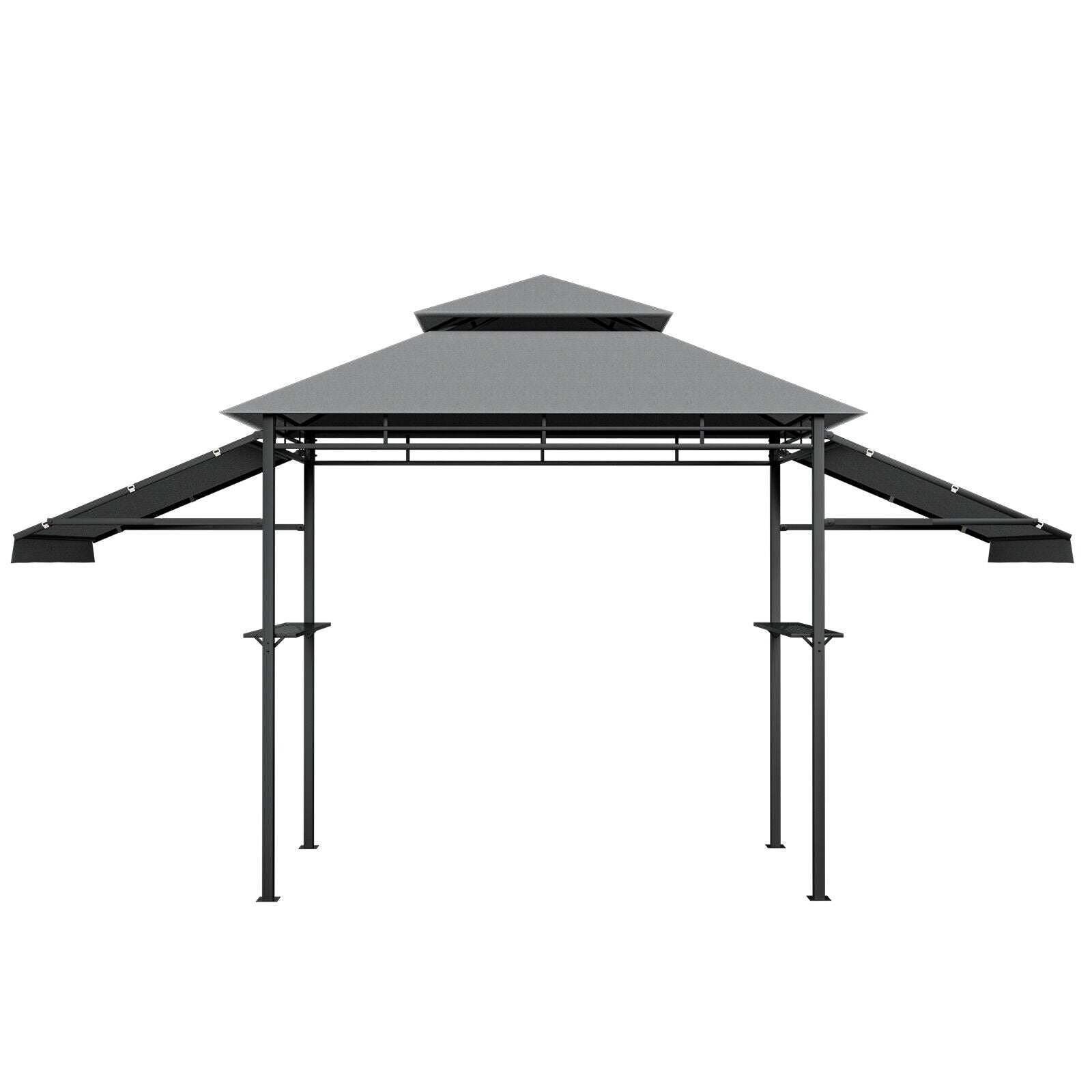 13.5 x 4 Feet Patio BBQ Grill Gazebo Canopy with Dual Side Awnings, Gray Gazebos at Gallery Canada