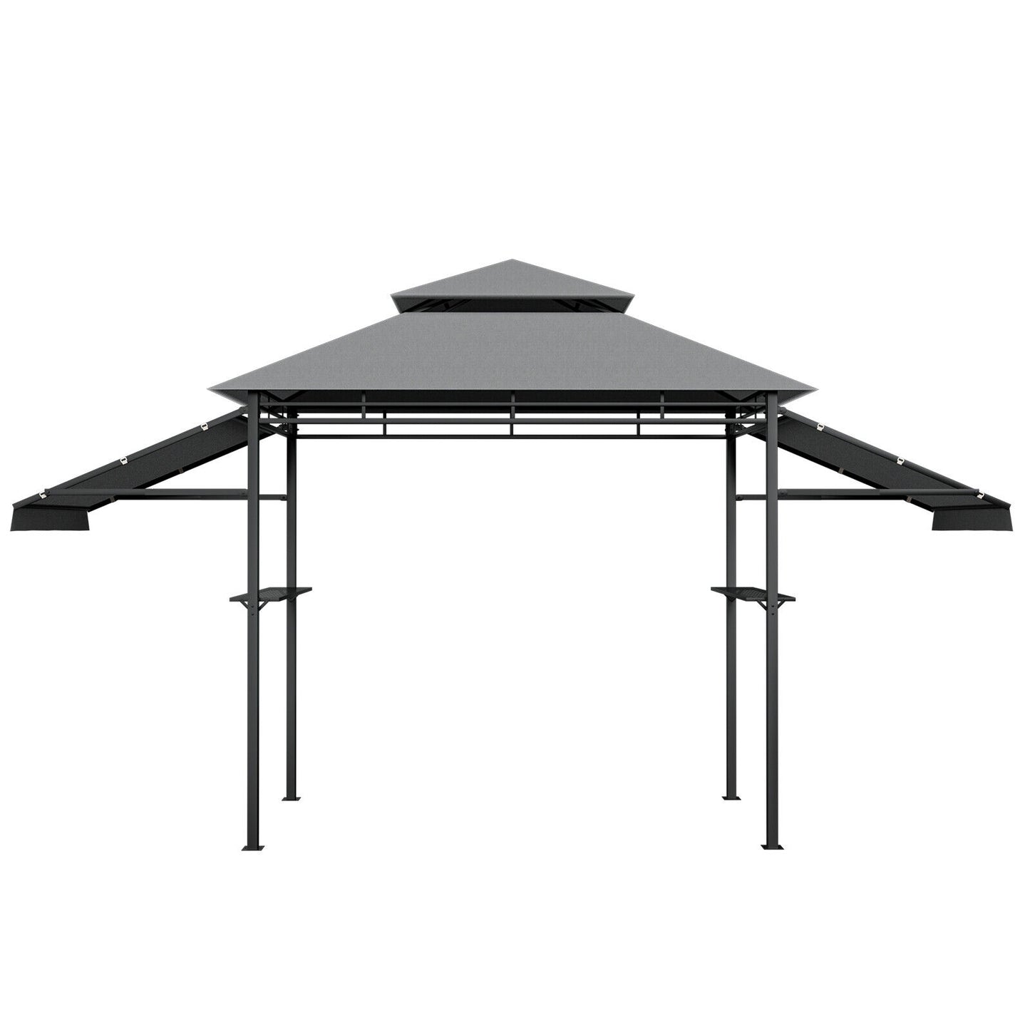 13.5 x 4 Feet Patio BBQ Grill Gazebo Canopy with Dual Side Awnings, Gray Gazebos at Gallery Canada