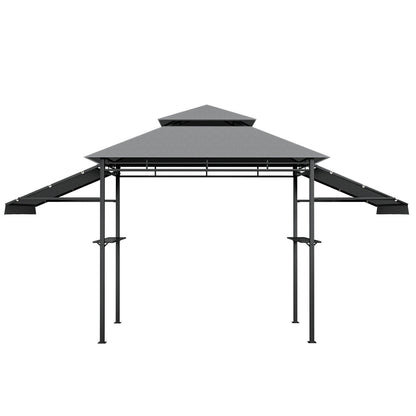 13.5 x 4 Feet Patio BBQ Grill Gazebo Canopy with Dual Side Awnings, Gray Gazebos at Gallery Canada