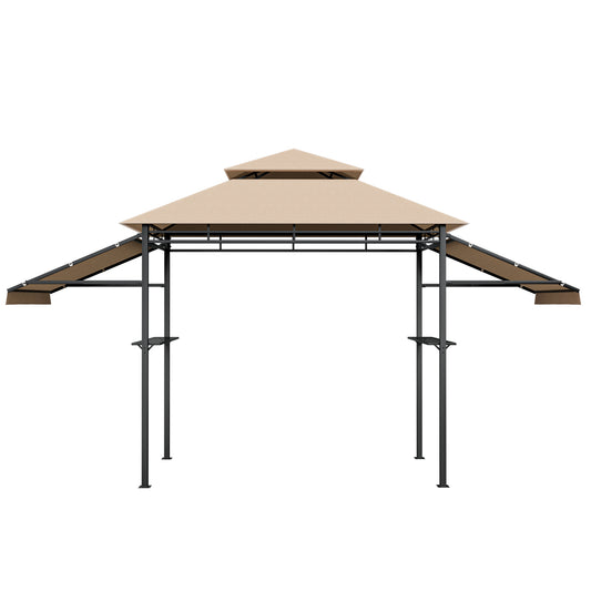 13.5 x 4 Feet BBQ Grill Gazebo Canopy, Dual Side Awnings, Beige Gazebos Beige at Gallery Canada