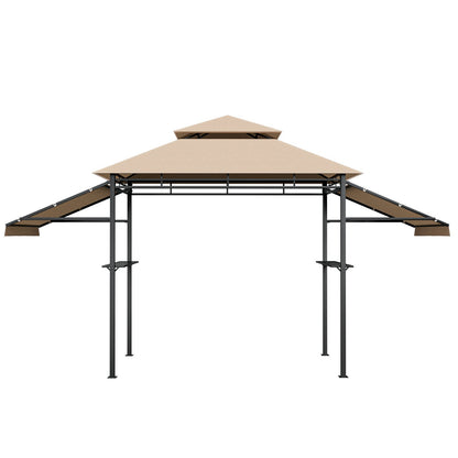 13.5 x 4 Feet Patio BBQ Grill Gazebo Canopy with Dual Side Awnings, Beige Gazebos Beige at Gallery Canada