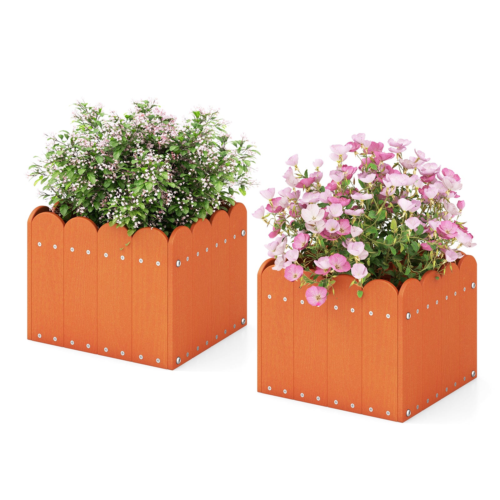 2 Pack Square Planter Box with Drainage Gaps for for Front Porch Garden Balcony, Orange Plant Stands at Gallery Canada