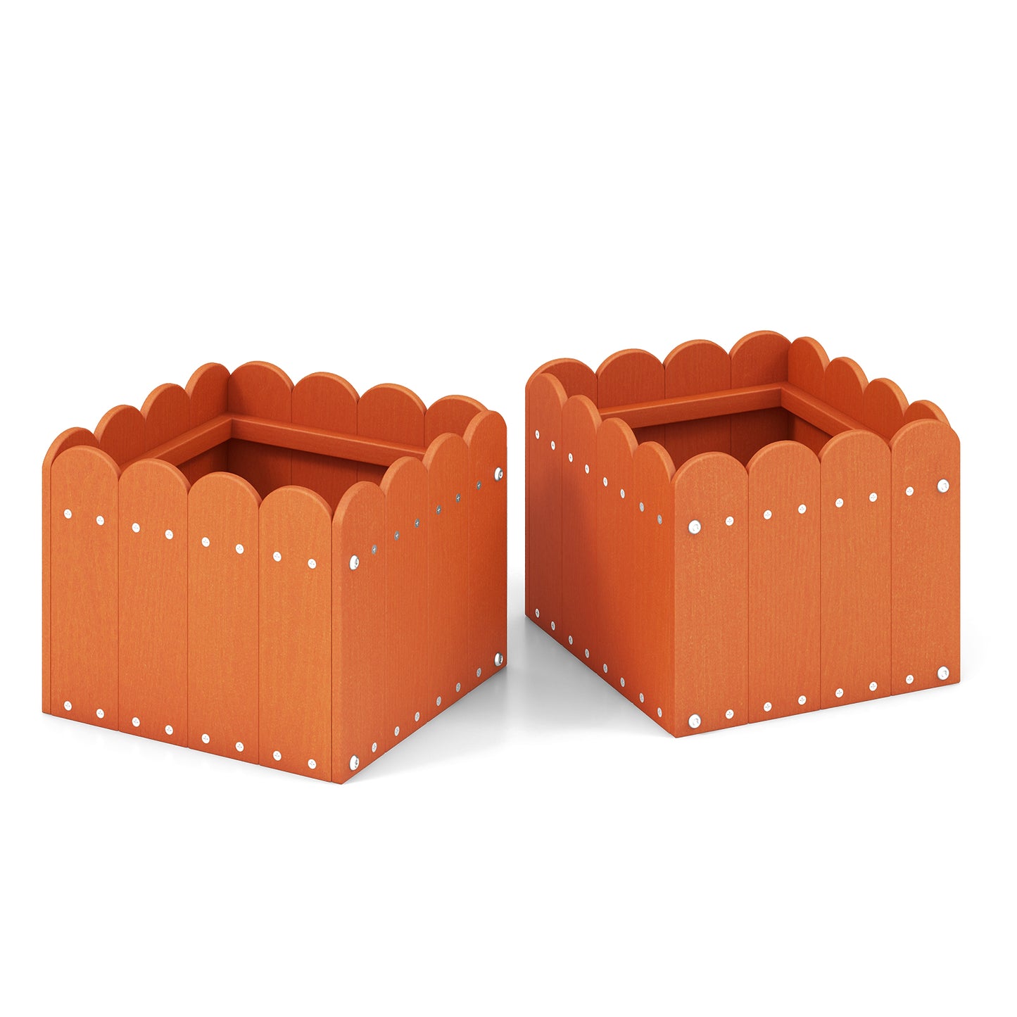 2 Pack Square Planter Box with Drainage Gaps for for Front Porch Garden Balcony, Orange Plant Stands Orange at Gallery Canada