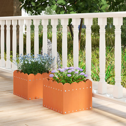 2 Pack Square Planter Box with Drainage Gaps for for Front Porch Garden Balcony, Orange Plant Stands at Gallery Canada