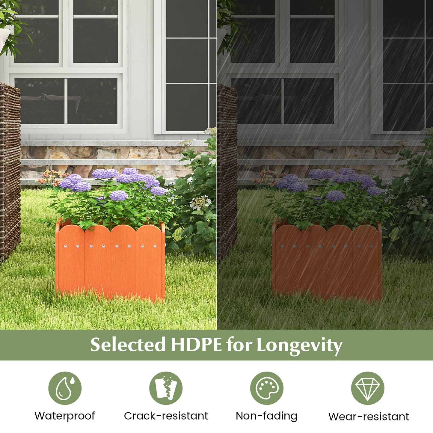 2 Pack Square Planter Box with Drainage Gaps for for Front Porch Garden Balcony, Orange Plant Stands at Gallery Canada