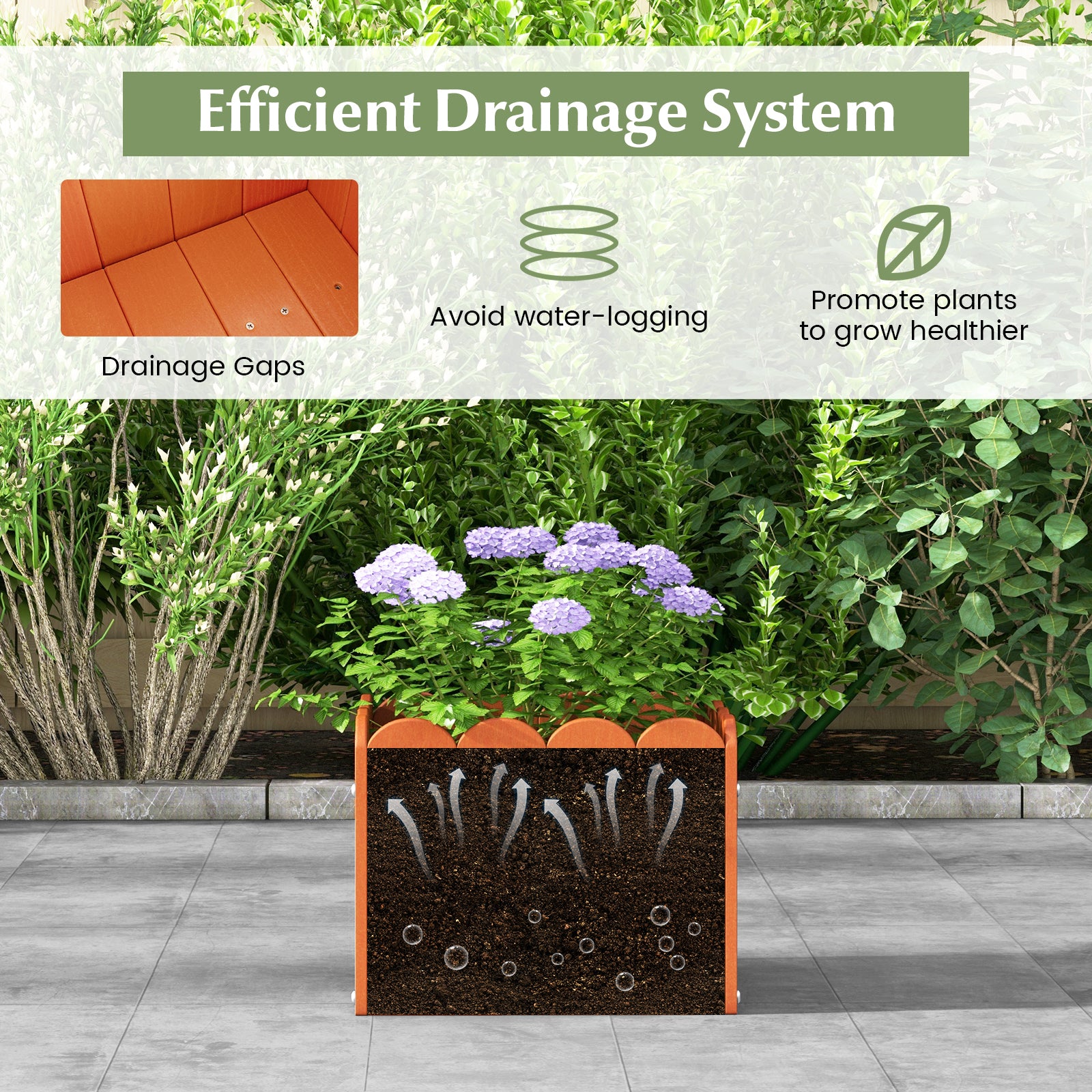 2 Pack Square Planter Box with Drainage Gaps for for Front Porch Garden Balcony, Orange Plant Stands at Gallery Canada