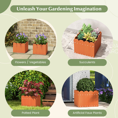 2 Pack Square Planter Box with Drainage Gaps for for Front Porch Garden Balcony, Orange Plant Stands at Gallery Canada