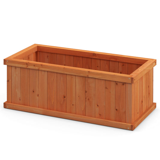 Raised Garden Bed Wooden Planter Box with 4 Drainage Holes and Detachable Bottom Panels, Orange - Gallery Canada