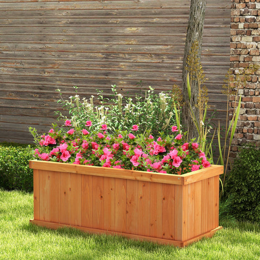 Raised Garden Bed Wooden Planter Box with 4 Drainage Holes and Detachable Bottom Panels, Orange - Gallery Canada