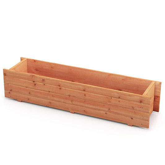 Fir Wood Planter Box with 2 Drainage Holes and 3 Added Bottom Crossbars, Orange