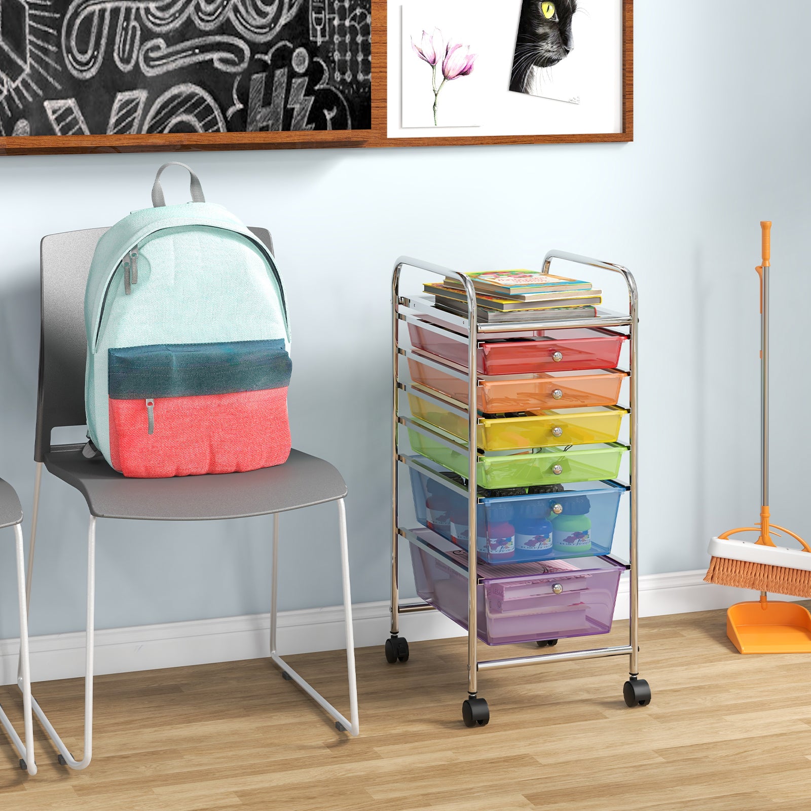 6 Drawers Rolling Storage Cart Organizer, Transparent Multicolor File Cabinets at Gallery Canada