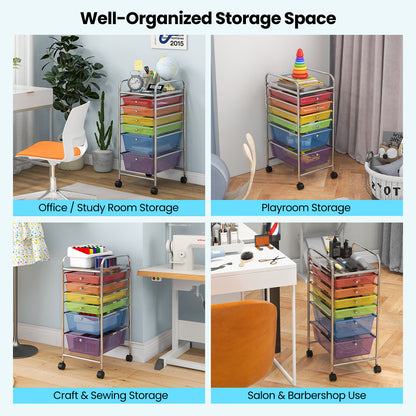 6 Drawers Rolling Storage Cart Organizer, Transparent Multicolor File Cabinets at Gallery Canada