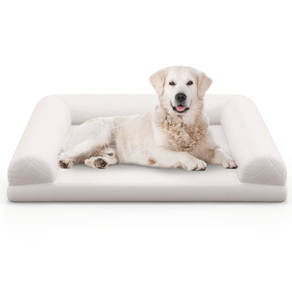 Egg-Foam Dog Crate Bed with 3-Side Bolster and Removable Washable Bed Cover, Beige Dog Supplies at Gallery Canada