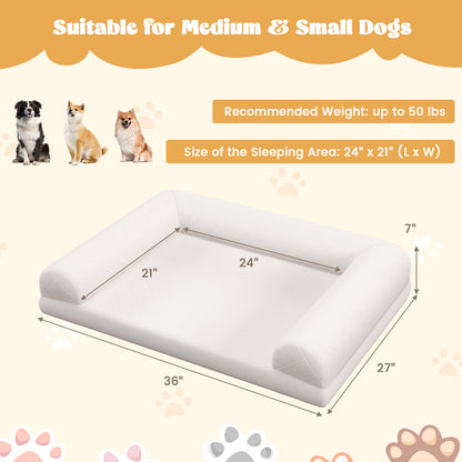 Egg-Foam Dog Crate Bed with 3-Side Bolster and Removable Washable Bed Cover, Beige Dog Supplies at Gallery Canada