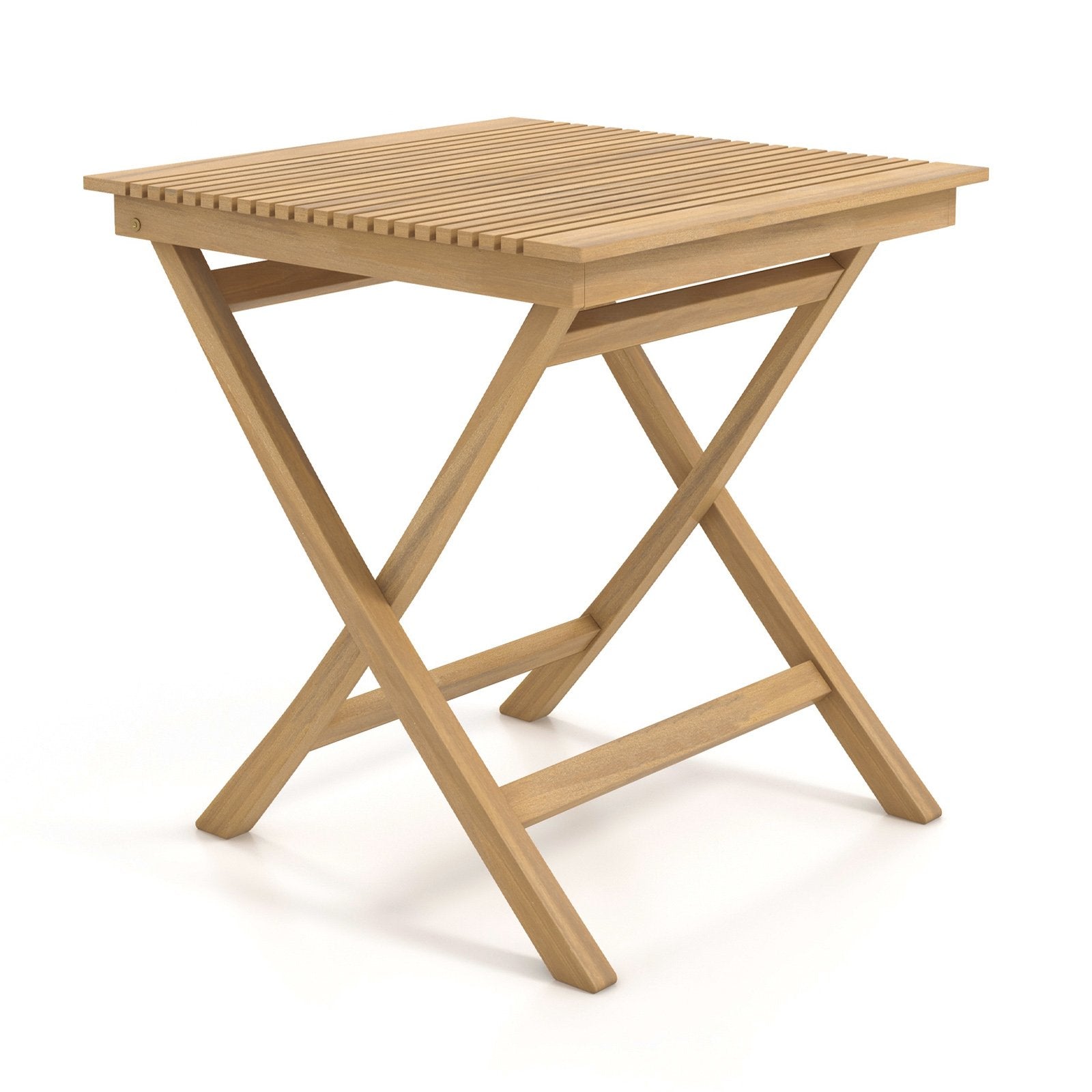 27.5 Inch Patio Bistro Table with Slatted Tabletop and Sturdy Wood Frame, Natural Patio Coffee Tables Natural at Gallery Canada
