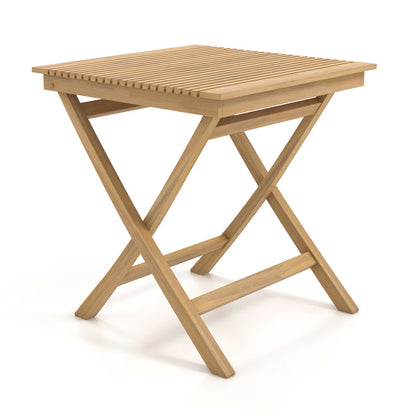 27.5 Inch Patio Bistro Table with Slatted Tabletop and Sturdy Wood Frame, Natural Patio Coffee Tables at Gallery Canada