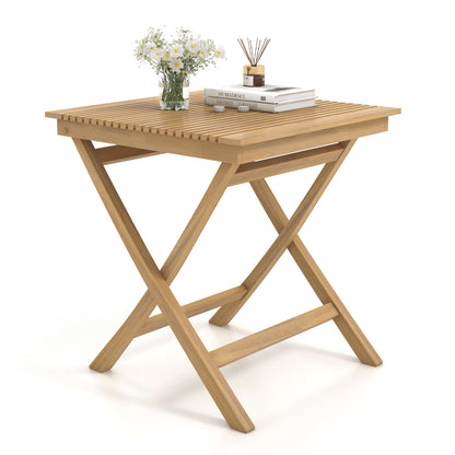27.5 Inch Patio Bistro Table with Slatted Tabletop and Sturdy Wood Frame, Natural Patio Coffee Tables at Gallery Canada